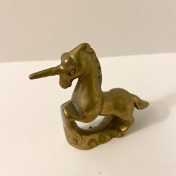 Vintage Brass Unicorn Collectible Figurine  2.5 Inch Size Figure Mystical - Picture 10 of 15